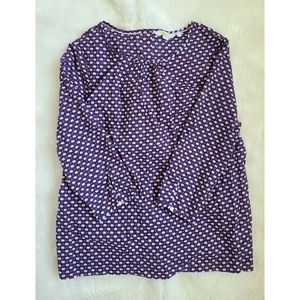 Boden Purple Floral Print Long Sleeve Top
